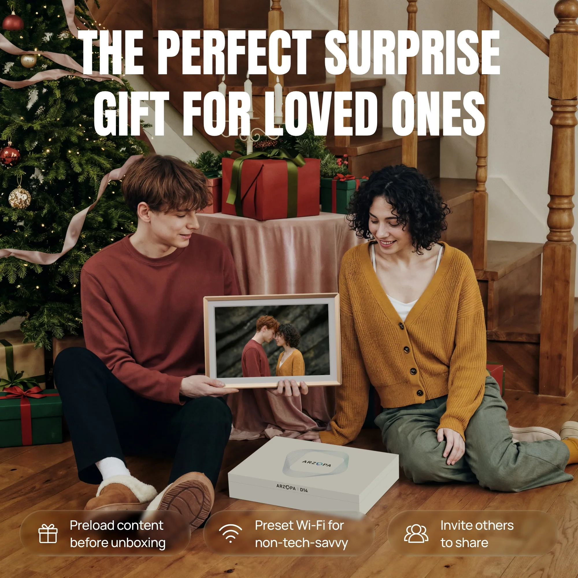 Arzopa D14 Champagne Gold | 14" Digital Photo Frame - Image 3