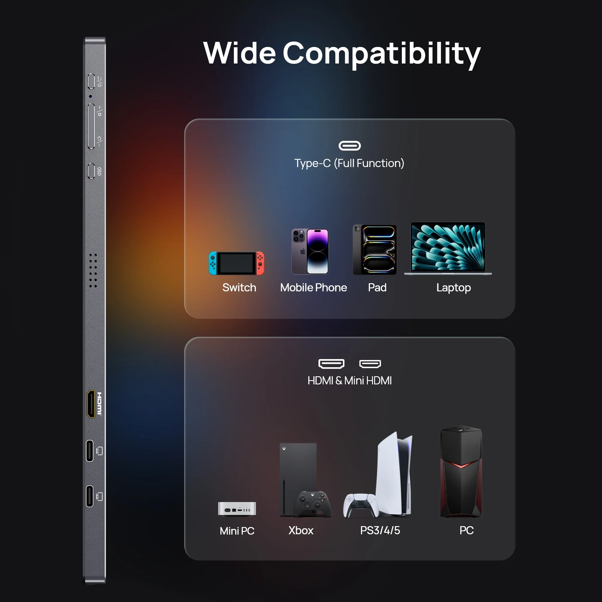 Arzopa Z1C 16.1" FHD 100%sRGB Portable Monitor Kickstand Gray - Image 3
