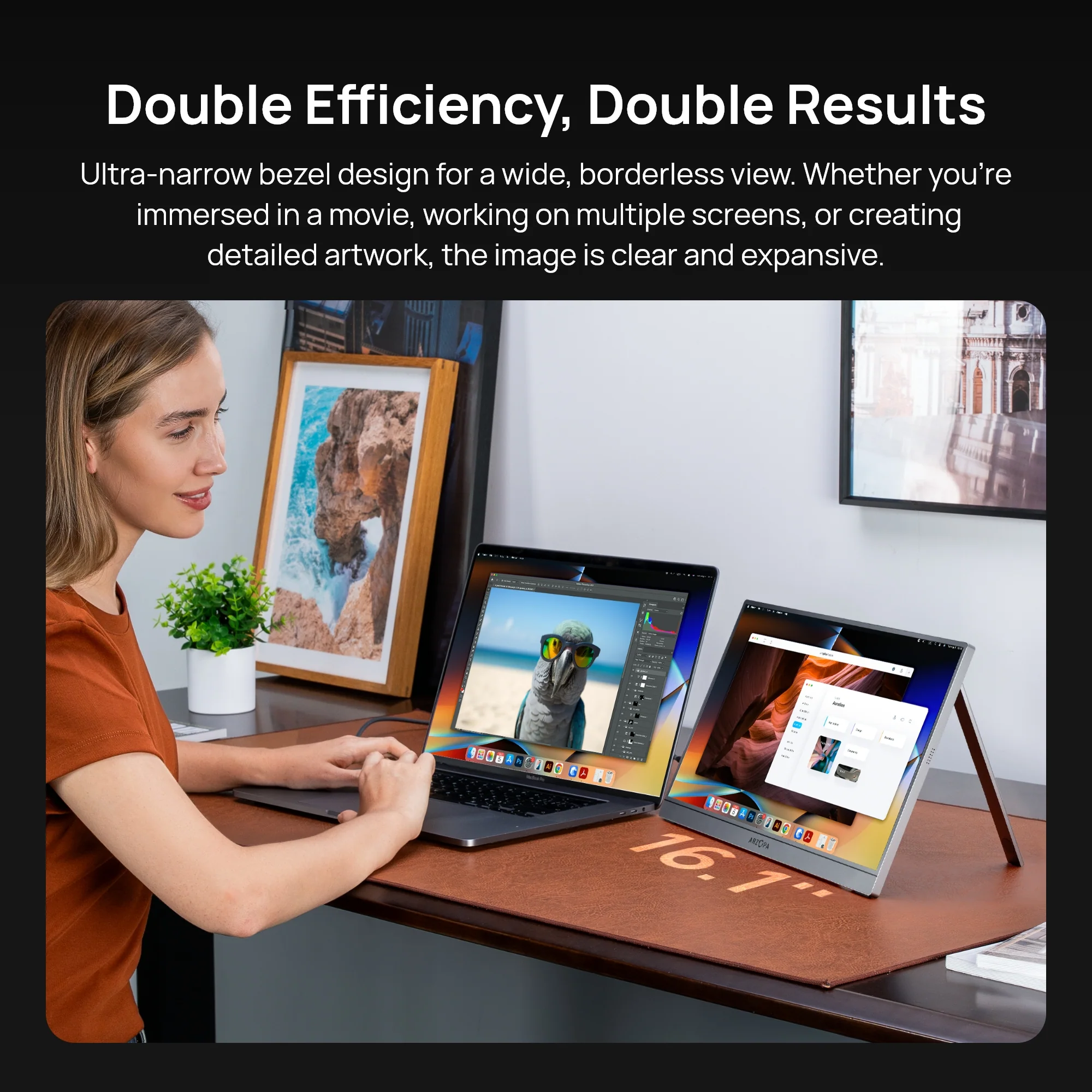 Arzopa Z1C 16.1" FHD 100%sRGB Portable Monitor Kickstand Gray - Image 7